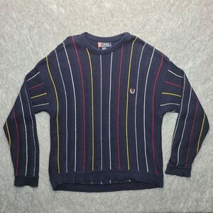 Vintage Chaps Ralph Lauren Knit Sweater Mens XXL Navy Color Pin Stripe‎ USA Made